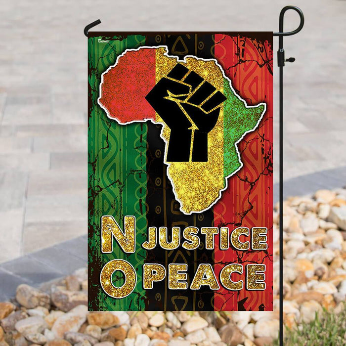 No Justice No Peace Africa Flag | Garden Flag | Double Sided House Flag - GIFTCUSTOM