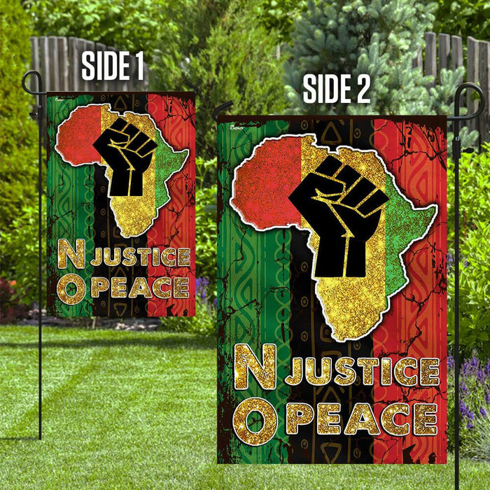 No Justice No Peace Africa Flag | Garden Flag | Double Sided House Flag - GIFTCUSTOM