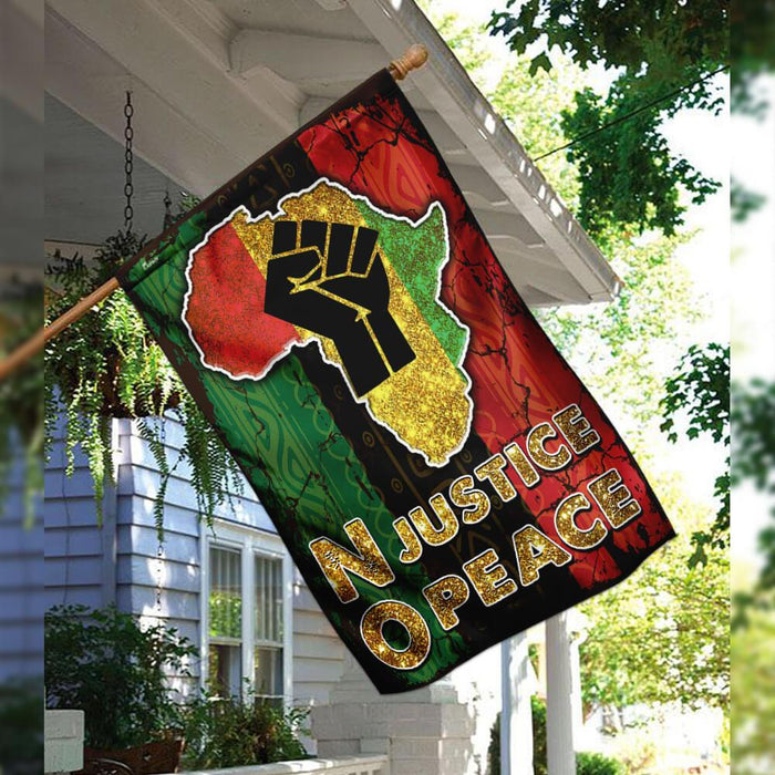 No Justice No Peace Africa Flag | Garden Flag | Double Sided House Flag - GIFTCUSTOM