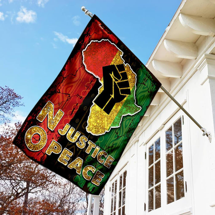 No Justice No Peace Africa Flag | Garden Flag | Double Sided House Flag - GIFTCUSTOM