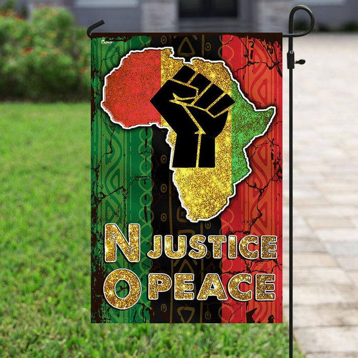 No Justice No Peace Africa Flag | Garden Flag | Double Sided House Flag - GIFTCUSTOM