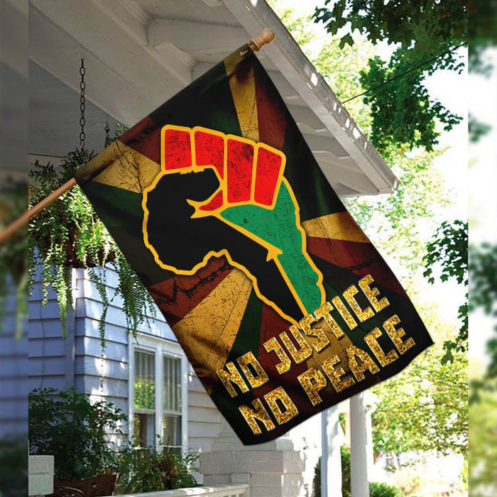 No Justice No Peace Proud Africa Flag | Garden Flag | Double Sided House Flag - GIFTCUSTOM