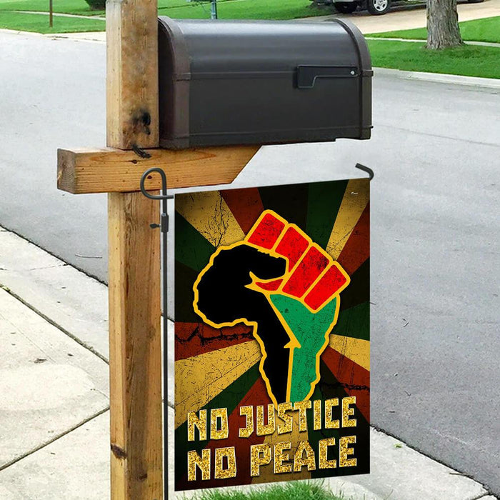 No Justice No Peace Proud Africa Flag | Garden Flag | Double Sided House Flag - GIFTCUSTOM