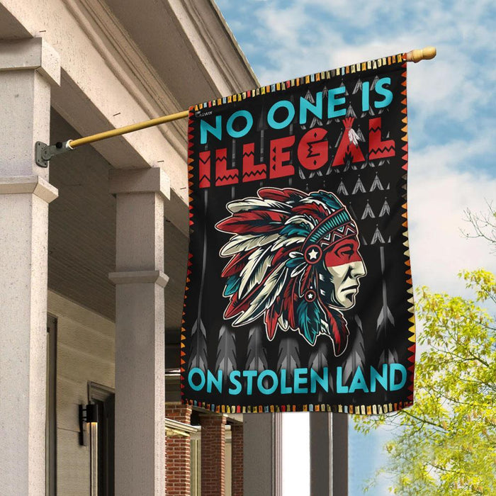 No One Is Illegal On Stolen Land Flag | Garden Flag | Double Sided House Flag - GIFTCUSTOM
