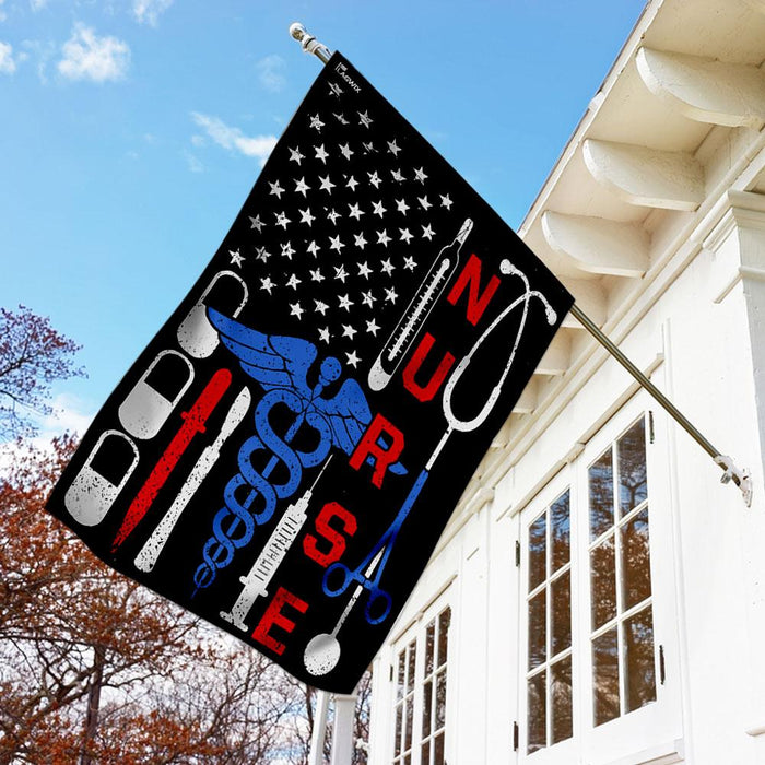 Nurse American Flag | Garden Flag | Double Sided House Flag - GIFTCUSTOM