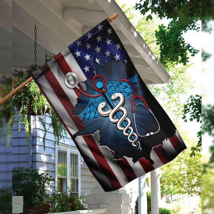 Nurse American Flag | Garden Flag | Double Sided House Flag - GIFTCUSTOM