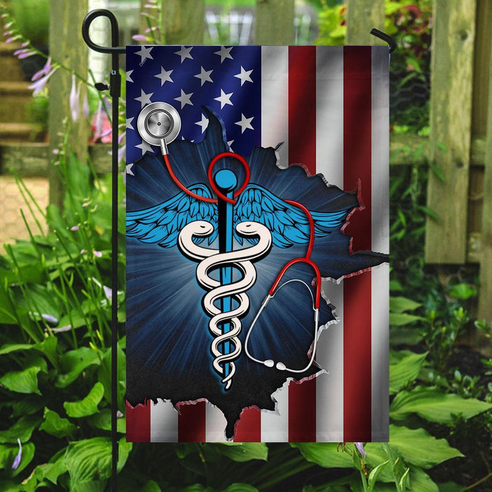 Nurse American Flag | Garden Flag | Double Sided House Flag - GIFTCUSTOM