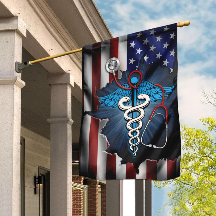 Nurse American Flag | Garden Flag | Double Sided House Flag - GIFTCUSTOM