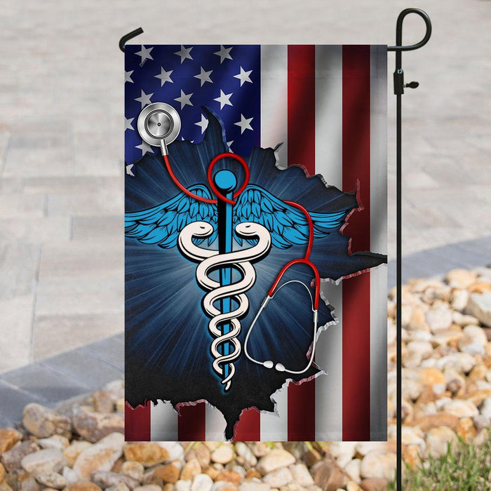 Nurse American Flag | Garden Flag | Double Sided House Flag - GIFTCUSTOM