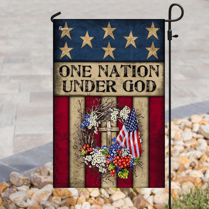 One Nation Under God Flag | Garden Flag | Double Sided House Flag - GIFTCUSTOM