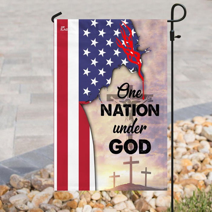One Nation Under God Jesus Christ Flag | Garden Flag | Double Sided House Flag - GIFTCUSTOM