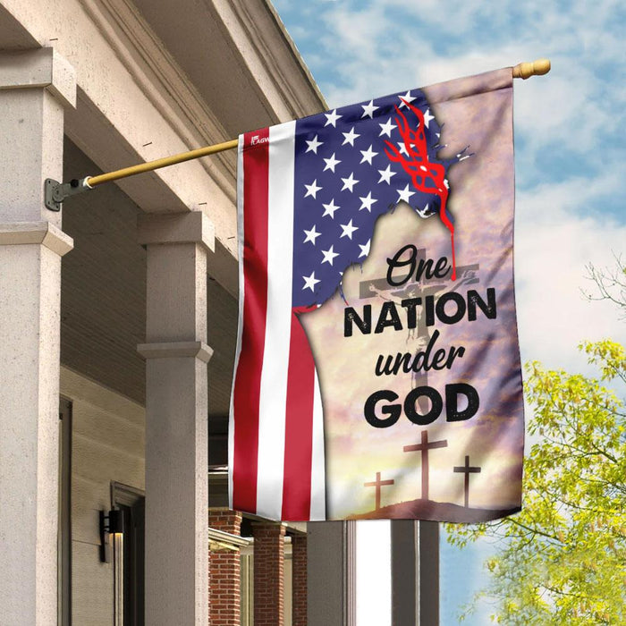 One Nation Under God Jesus Christ Flag | Garden Flag | Double Sided House Flag - GIFTCUSTOM