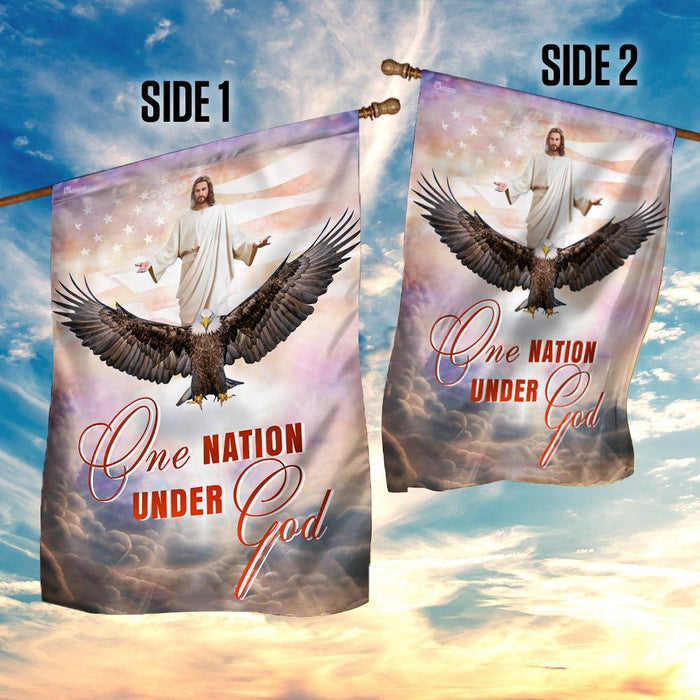 One Nation Under God Jesus Christian American Flag | Garden Flag | Double Sided House Flag - GIFTCUSTOM