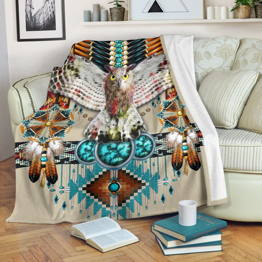 Owl Native American Pattern Blanket - GIFTCUSTOM