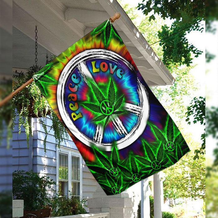 Peace, Love Hippie Flag | Garden Flag | Double Sided House Flag - GIFTCUSTOM