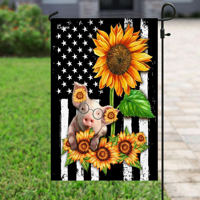 Pig Sunflower American Flag | Garden Flag | Double Sided House Flag - GIFTCUSTOM