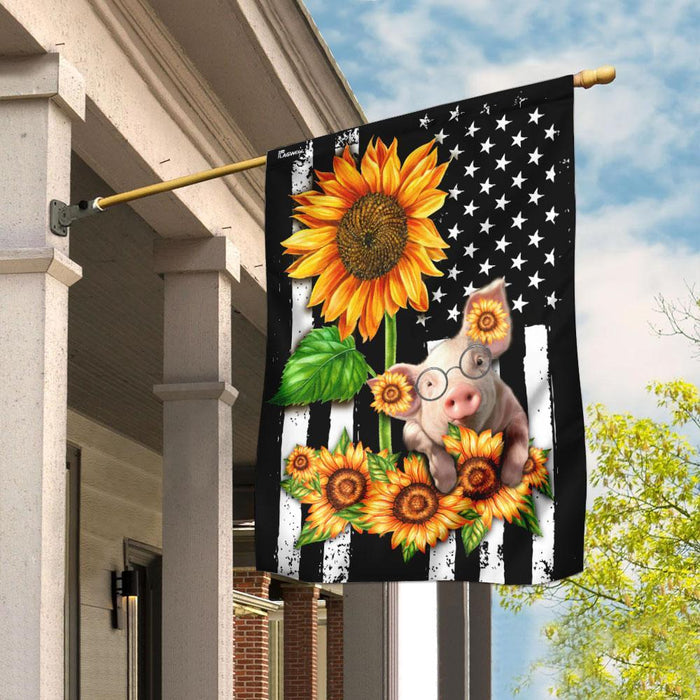 Pig Sunflower American Flag | Garden Flag | Double Sided House Flag - GIFTCUSTOM