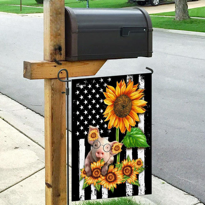 Pig Sunflower American Flag | Garden Flag | Double Sided House Flag - GIFTCUSTOM