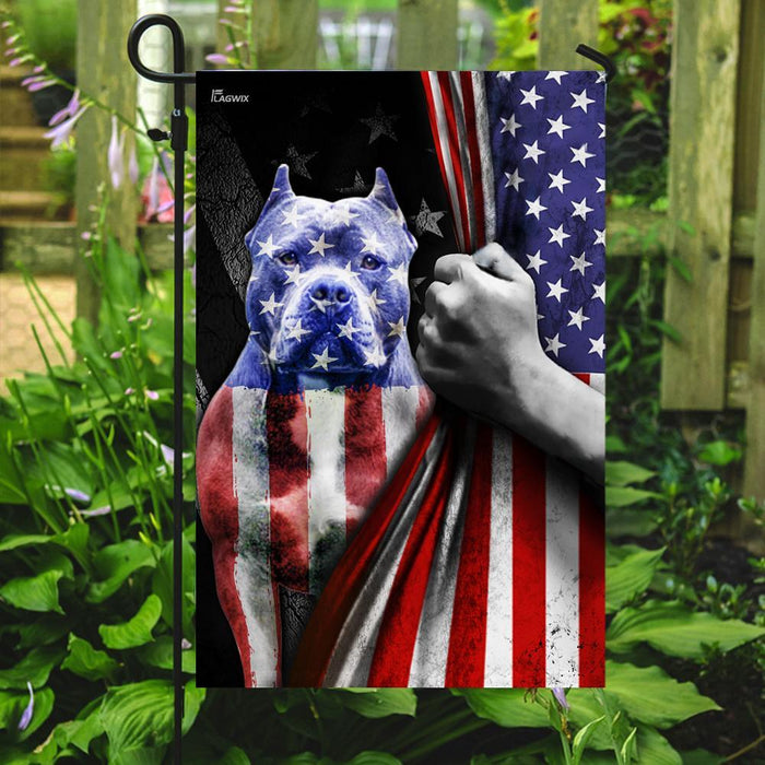 Pit Bull American Flag | Garden Flag | Double Sided House Flag - GIFTCUSTOM