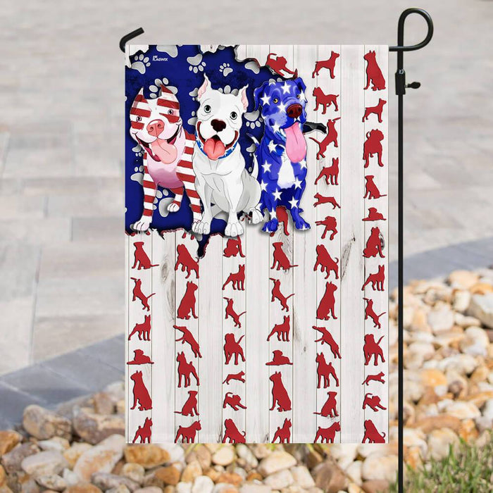 Pit Bull Lover Happy Flag | Garden Flag | Double Sided House Flag - GIFTCUSTOM