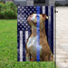 Pit Bull Police Dog The Thin Blue Line America Flag | Garden Flag | Double Sided House Flag - GIFTCUSTOM