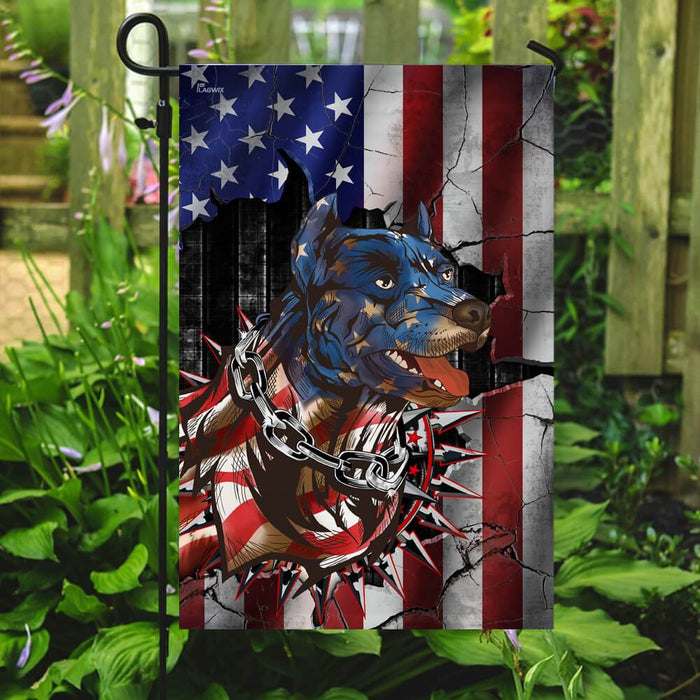 Pitbull American Flag | Garden Flag | Double Sided House Flag - GIFTCUSTOM
