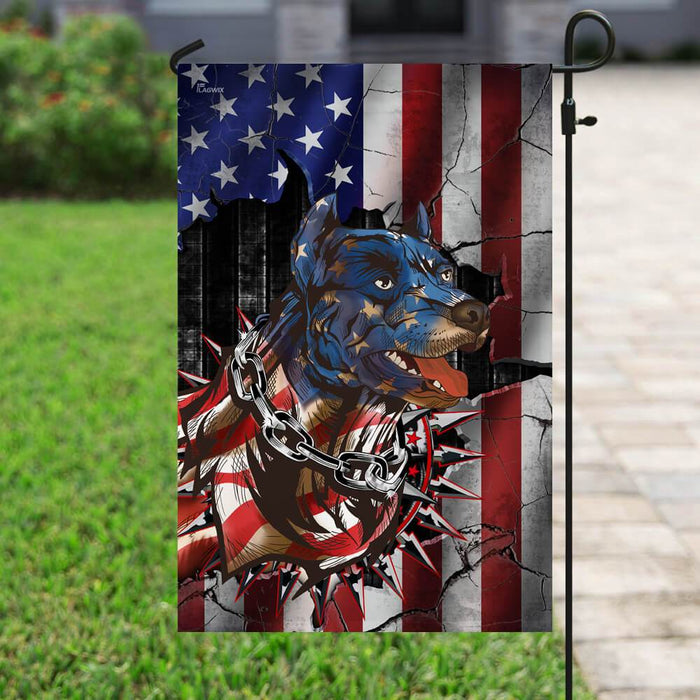 Pitbull American Flag | Garden Flag | Double Sided House Flag - GIFTCUSTOM