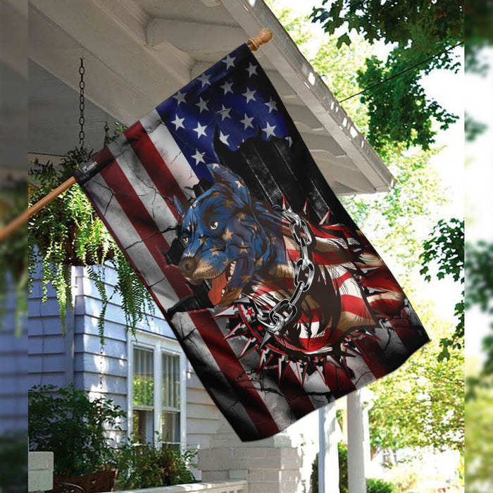 Pitbull American Flag | Garden Flag | Double Sided House Flag - GIFTCUSTOM