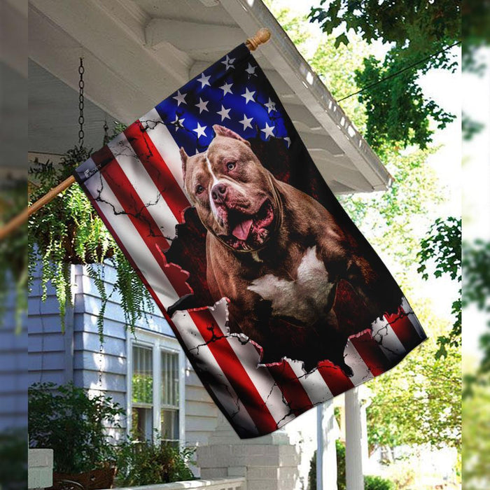 Pitbull American Flag | Garden Flag | Double Sided House Flag - GIFTCUSTOM