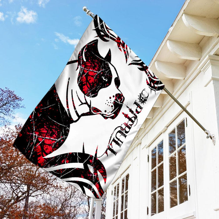 Pitbull Red Tattoo Flag | Garden Flag | Double Sided House Flag - GIFTCUSTOM