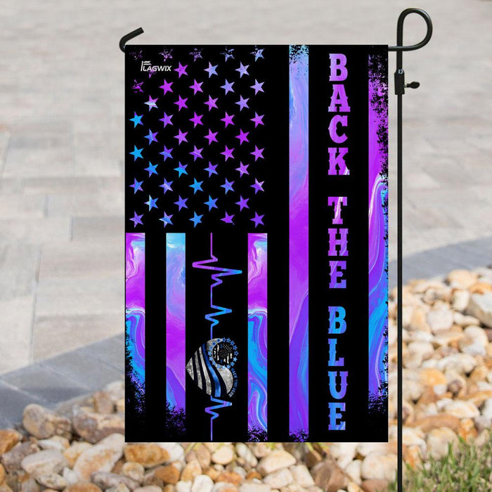 Police Back The Blue Flag | Garden Flag | Double Sided House Flag - GIFTCUSTOM