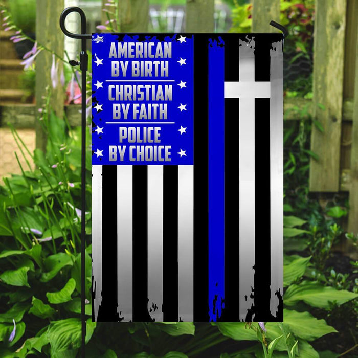 Police By Choice The Thin Blue Line Flag | Garden Flag | Double Sided House Flag - GIFTCUSTOM