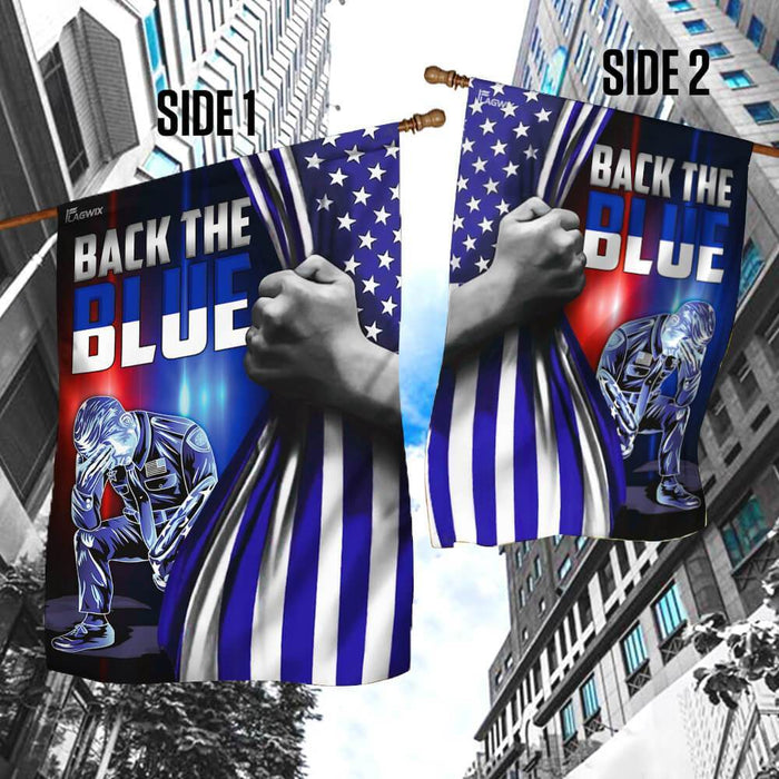 Police Law Enforcement Back The Blue Flag | Garden Flag | Double Sided House Flag - GIFTCUSTOM