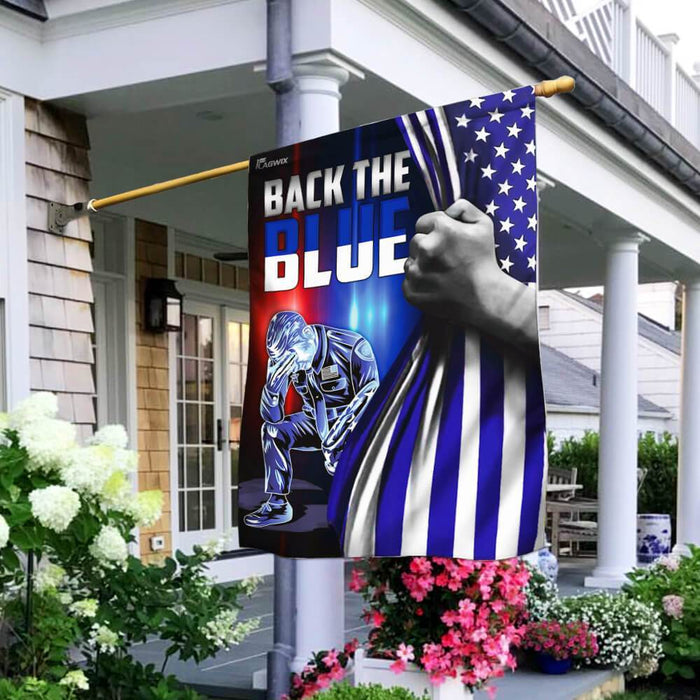 Police Law Enforcement Back The Blue Flag | Garden Flag | Double Sided House Flag - GIFTCUSTOM
