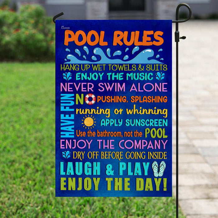 Pool Rules Flag | Garden Flag | Double Sided House Flag - GIFTCUSTOM