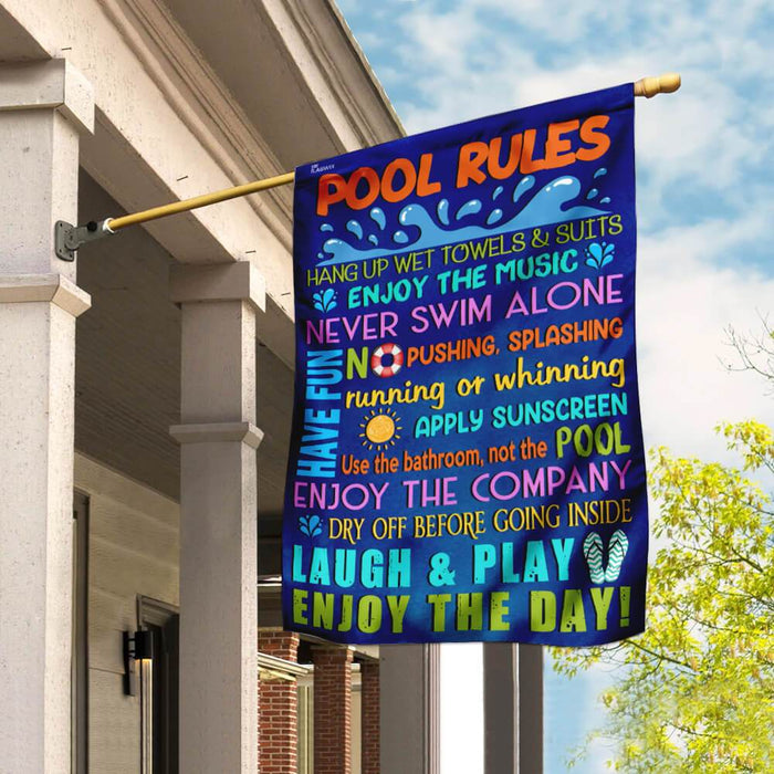 Pool Rules Flag | Garden Flag | Double Sided House Flag - GIFTCUSTOM