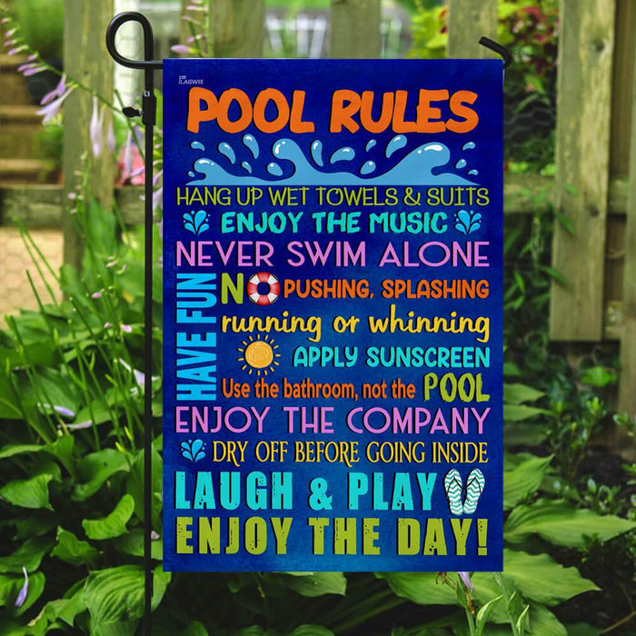 Pool Rules Flag | Garden Flag | Double Sided House Flag - GIFTCUSTOM