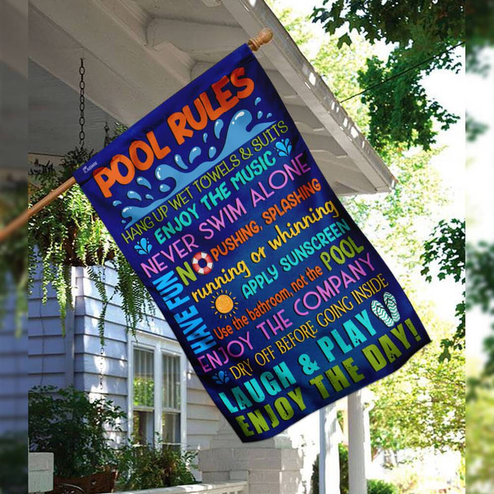 Pool Rules Flag | Garden Flag | Double Sided House Flag - GIFTCUSTOM