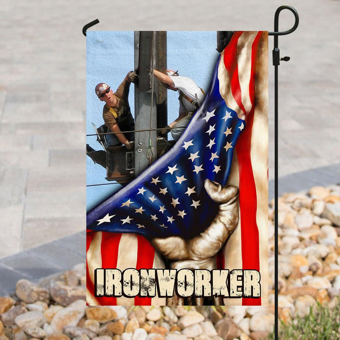 Proud Ironworker Flag | Garden Flag | Double Sided House Flag - GIFTCUSTOM