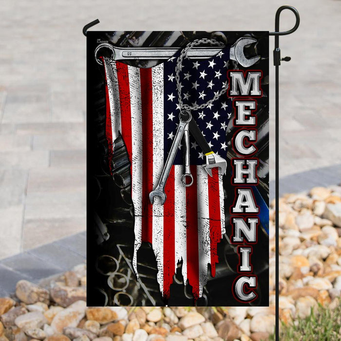 Proud Mechanic Flag | Garden Flag | Double Sided House Flag - GIFTCUSTOM