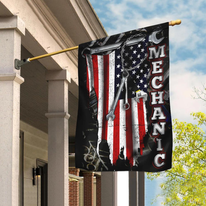 Proud Mechanic Flag | Garden Flag | Double Sided House Flag - GIFTCUSTOM