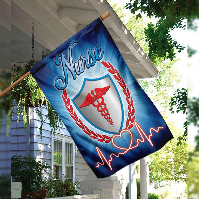 Proud Nurse American Flag | Garden Flag | Double Sided House Flag - GIFTCUSTOM