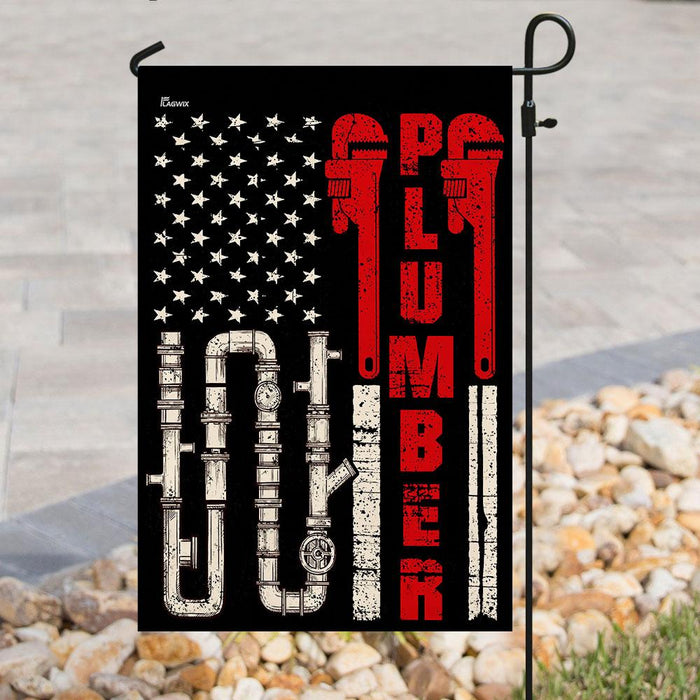 Proud Plumber American Flag | Garden Flag | Double Sided House Flag - GIFTCUSTOM