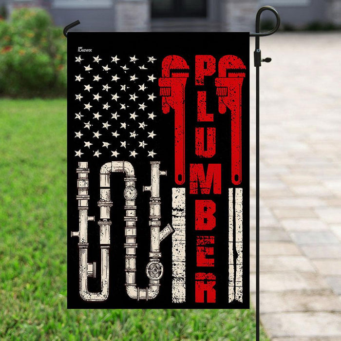 Proud Plumber American Flag | Garden Flag | Double Sided House Flag - GIFTCUSTOM