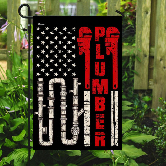 Proud Plumber American Flag | Garden Flag | Double Sided House Flag - GIFTCUSTOM