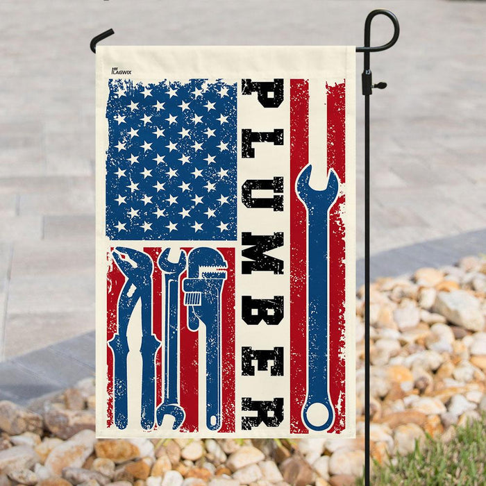 Proud Plumber Flag | Garden Flag | Double Sided House Flag - GIFTCUSTOM