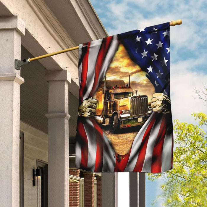 Proud Truck Driver American Flag | Garden Flag | Double Sided House Flag - GIFTCUSTOM