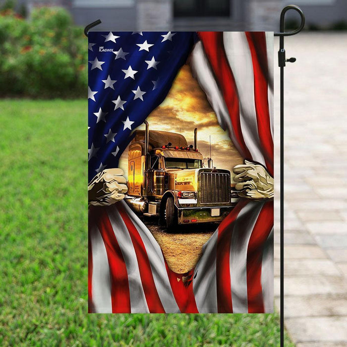 Proud Truck Driver American Flag | Garden Flag | Double Sided House Flag - GIFTCUSTOM
