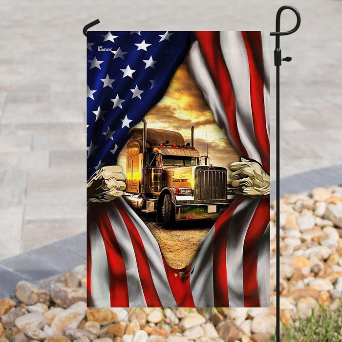 Proud Truck Driver American Flag | Garden Flag | Double Sided House Flag - GIFTCUSTOM