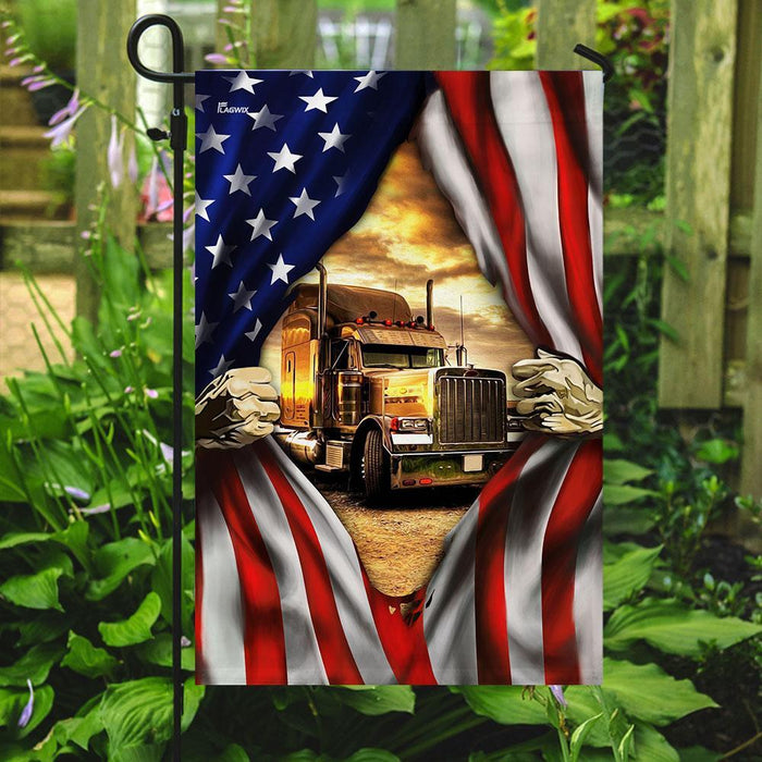 Proud Truck Driver American Flag | Garden Flag | Double Sided House Flag - GIFTCUSTOM